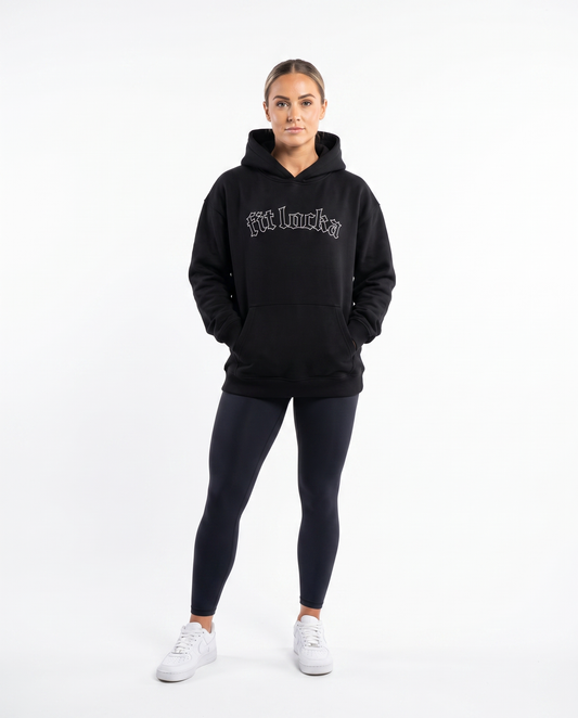 Black Uni Sex Oversized Logo Hoodies