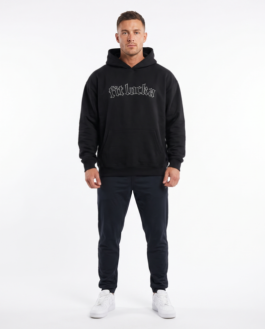 Black Uni Sex Oversized Logo Hoodies