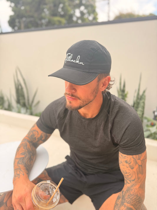 Nylon Training Cap - Cursive Black