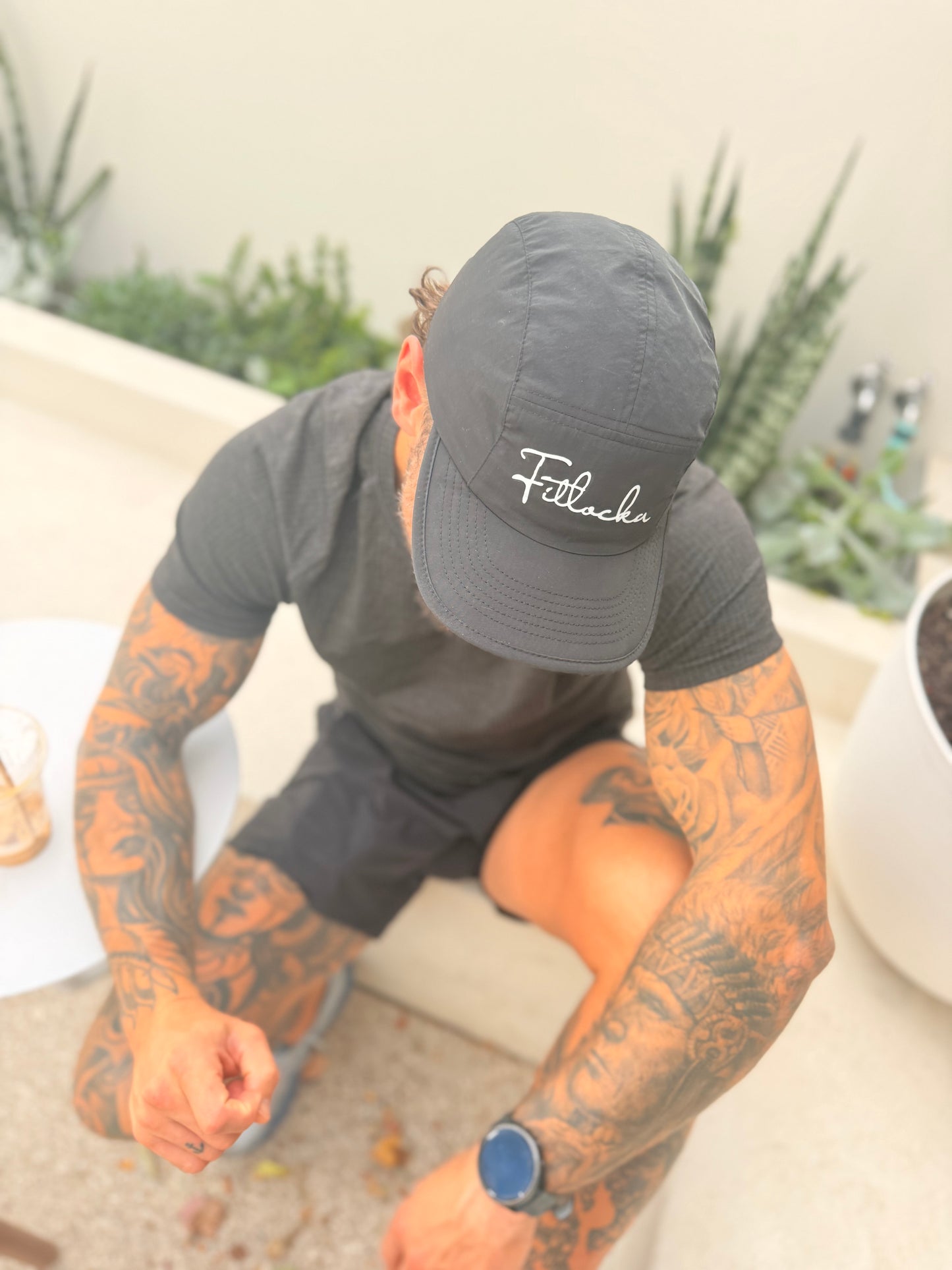 Nylon Training Cap - Cursive Black
