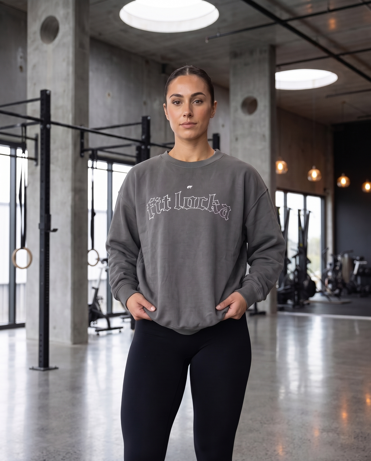 Charcoal Uni Sex Oversized Crewneck